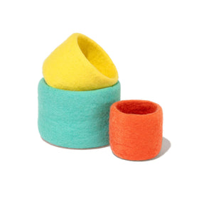Lovevery Nesting Felt Baskets 3-pack displayed for organization and gentle toddler play.