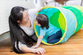Lovevery Play Tunnel 18.5-inch diameter supports comfortable crawling.