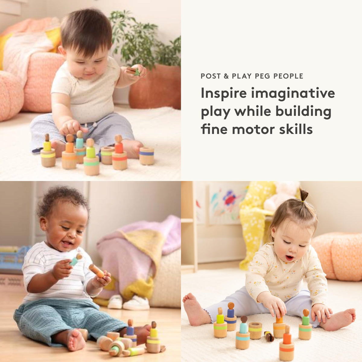 Lovevery peg people showing color matching for early cognitive play.