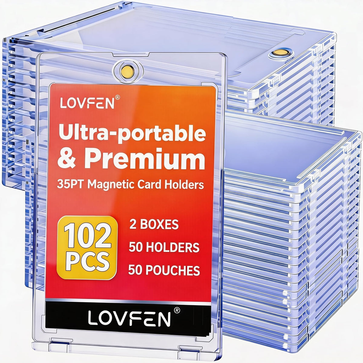 Lovfen magnetic card holder in compact design protecting standard cards on the go.