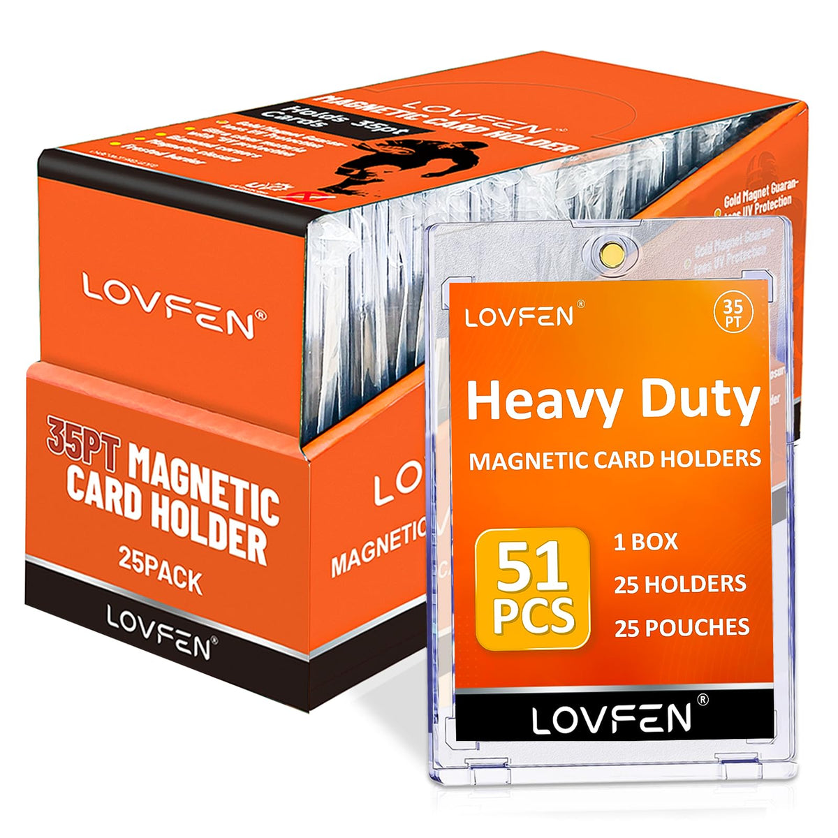 Lovfen thick magnetic card holder close up showing UV protection
