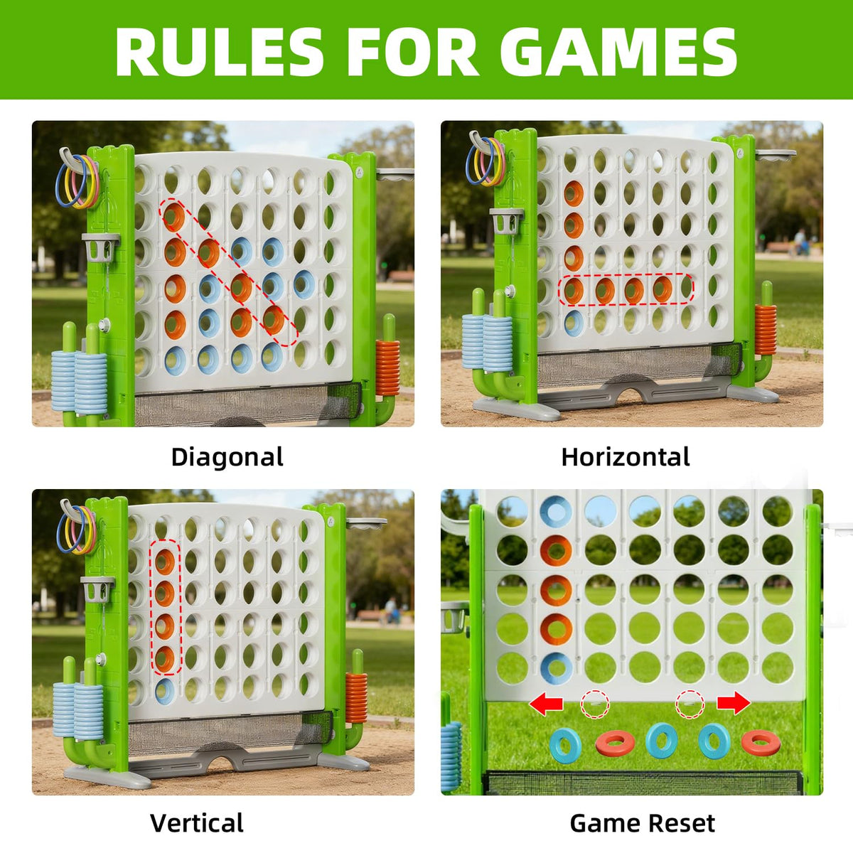 Lovgrils Giant 4-Connect durability and smooth edges for safe play.