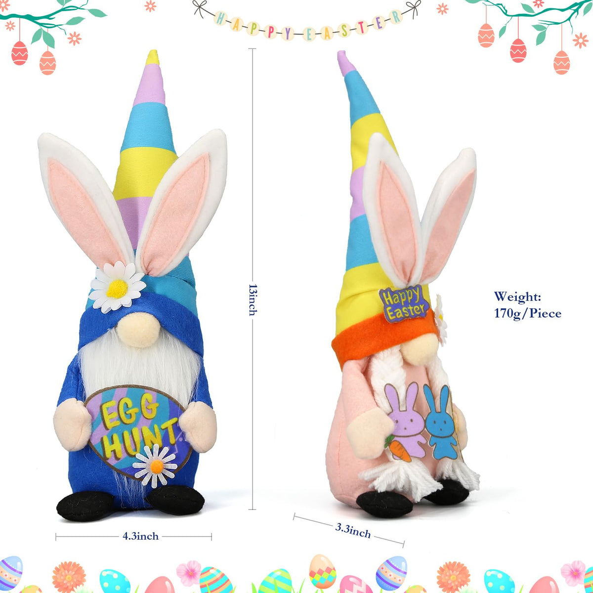 Lovinland Easter Bunny Gnomes on a desk offer a cheerful workspace accent.