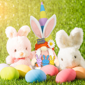 Lovinland bunny gnomes with a tall hat pose create a playful focal point.