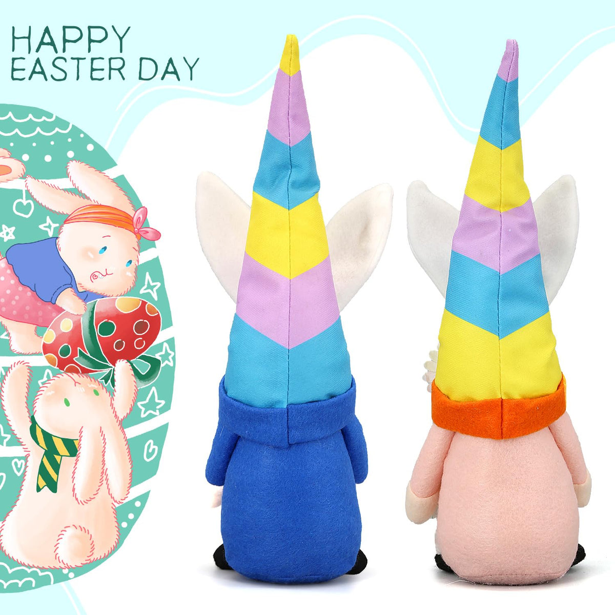 Lovinland gnomes add cozy Easter flair to sofa tables or shelves.