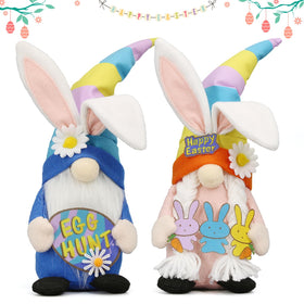 Lovinland Easter Bunny Gnomes perched on a tiered tray add festive charm to any centerpiece.