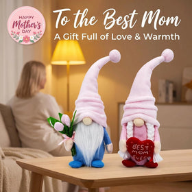 Lovinland gnomes perched on tiered tray for festive decor