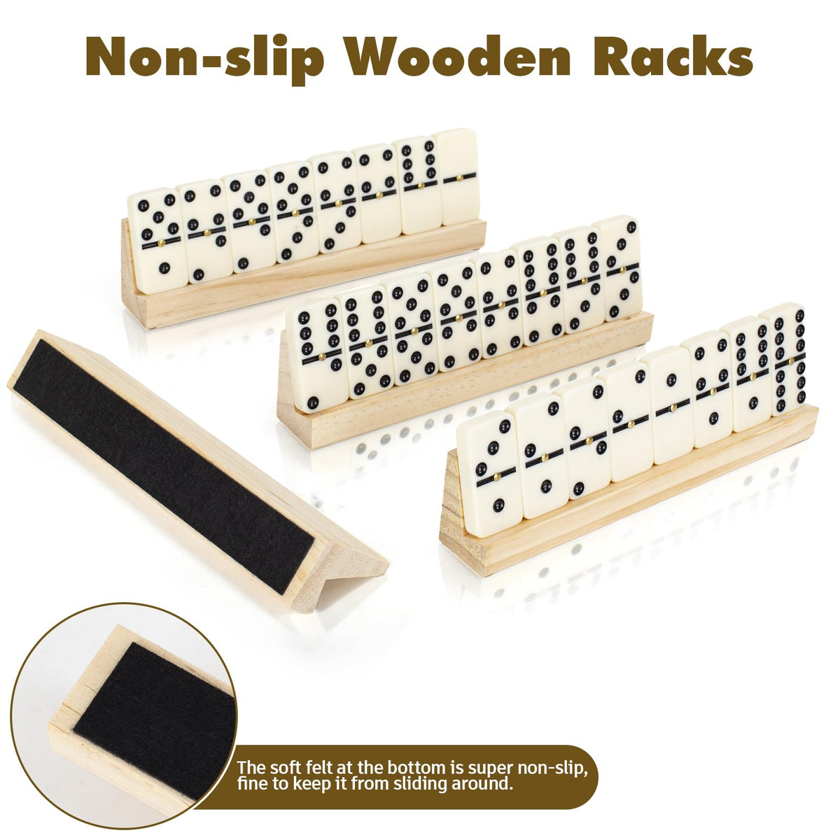LOVITERRA wooden racks keep domino tiles organized during play