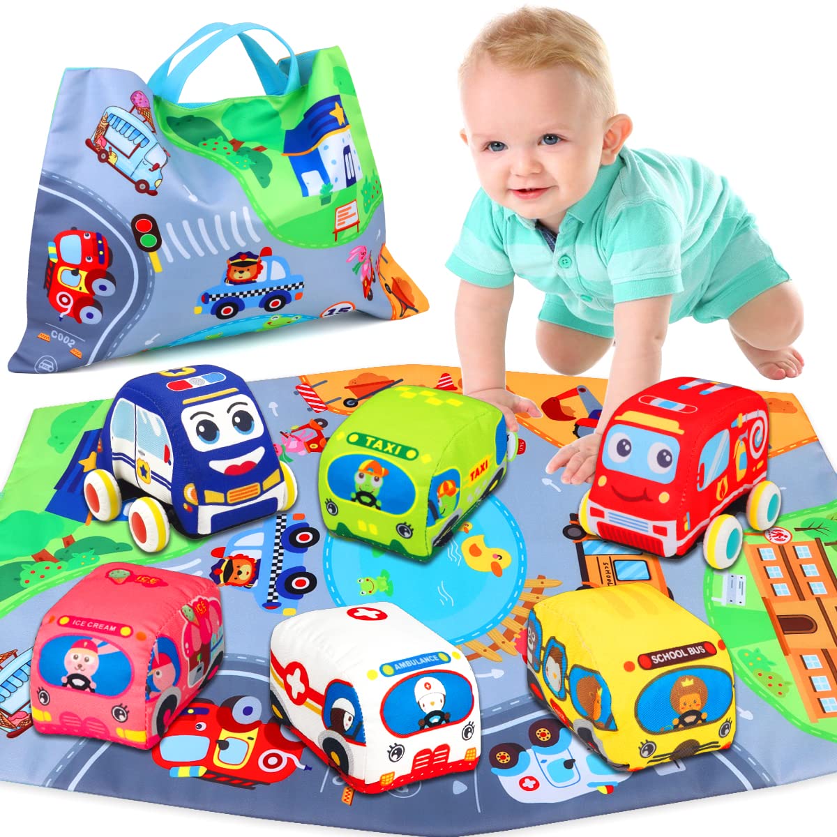 LOVKIZ pull-back blue car for easy grabbing and quick racing fun