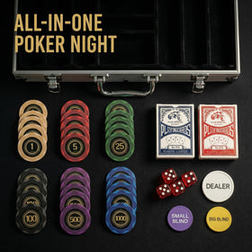 Open LOYCHIP aluminum case illustrating portable storage for game nights.