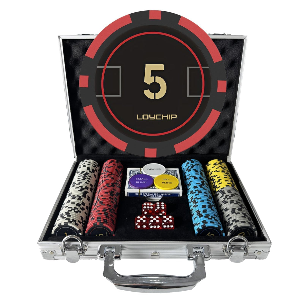 LOYCHIP poker set in aluminum case with 11.5g chips for authentic casino feel