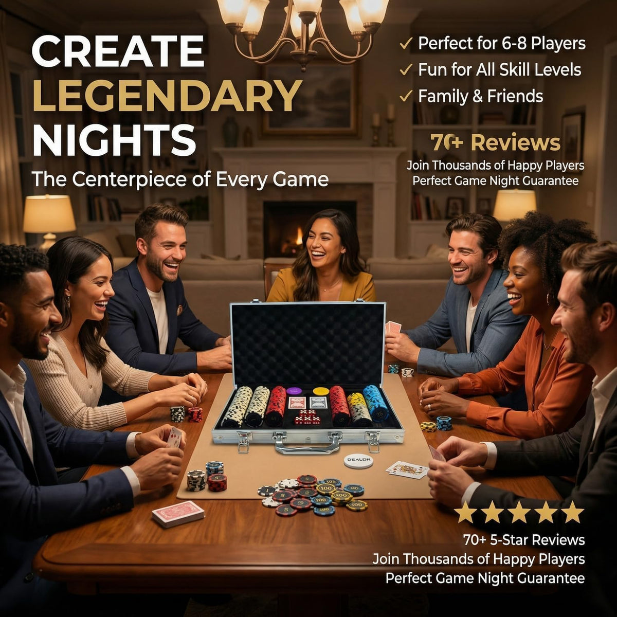 LOYCHIP travel-ready poker set for up to eight players