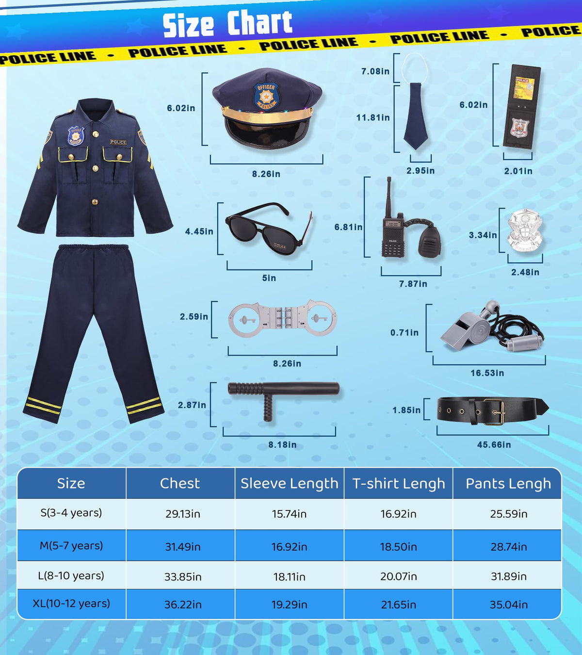 LOYO police costume hat and badge completing a realistic school-ready look
