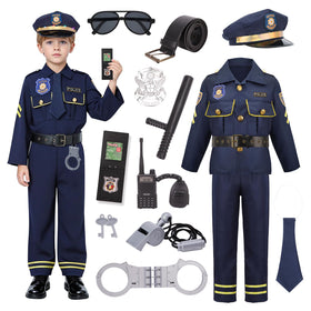 LOYO police costume with light up hat enhances imaginative play and confidence.