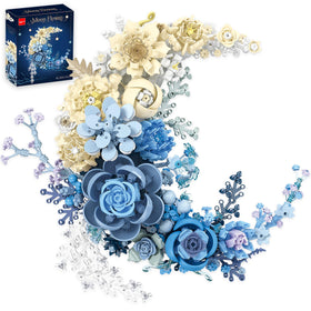 Loyratche Blue Moon Flower bouquet on display-ready bricks for modern decor