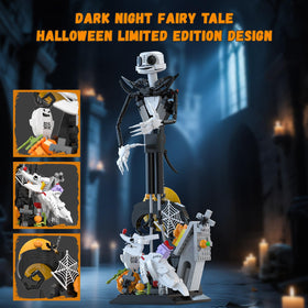Loyratche Horror Skull building set features a dog figure for lifelike scene.