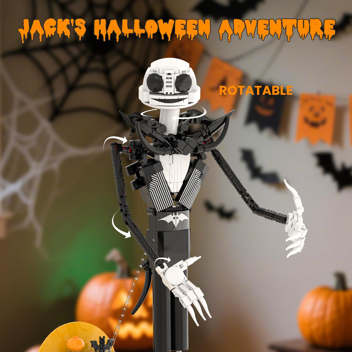 Loyratche Horror Skull building set includes tombstones for authentic graveyard vibes.