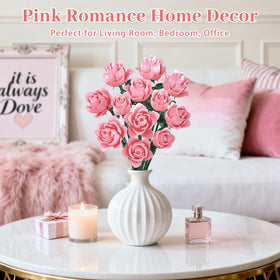 Loyratche pink rose stems adjustable for versatile vase arrangements