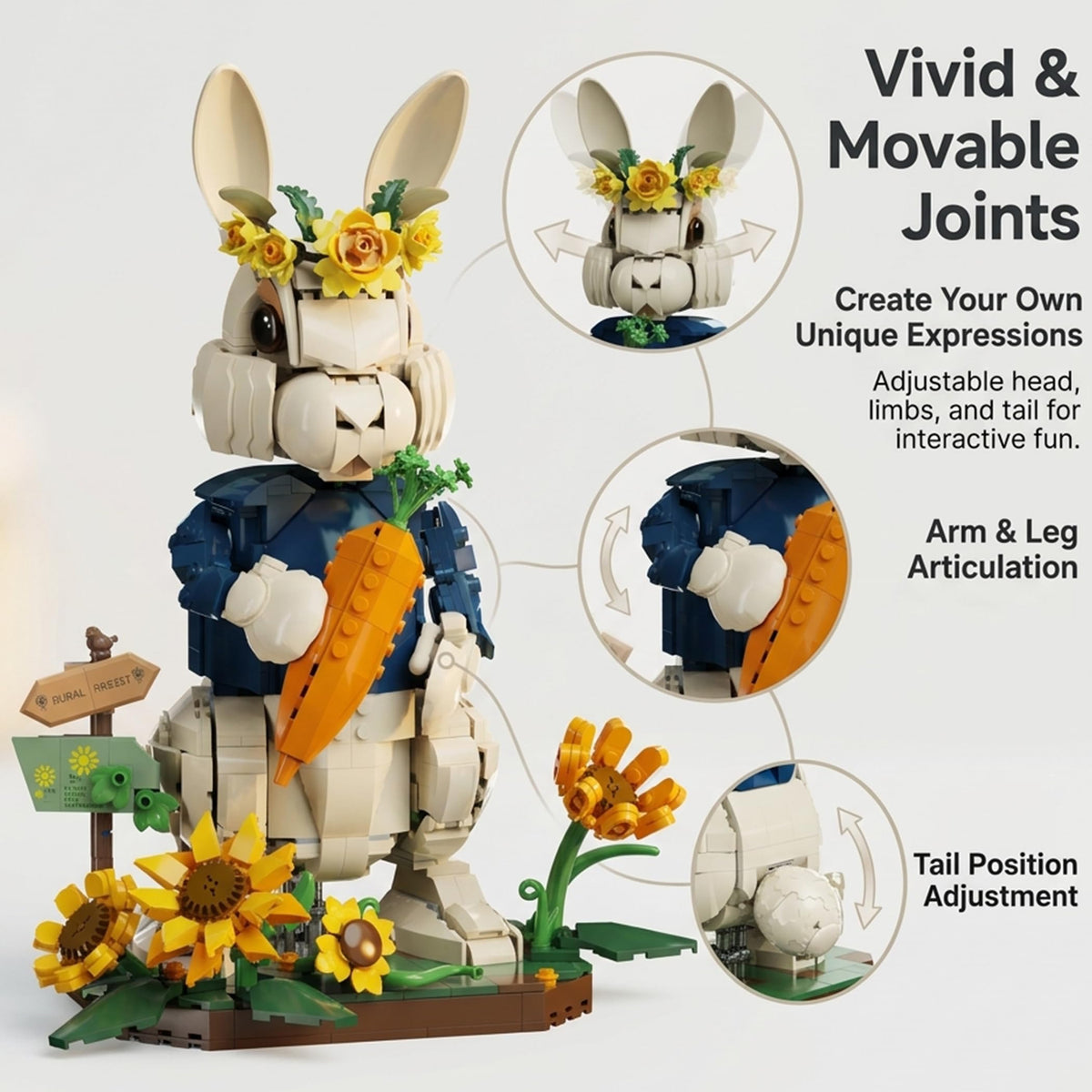 Loyratche Wonderland Bunny floral wreath accent enhances charm