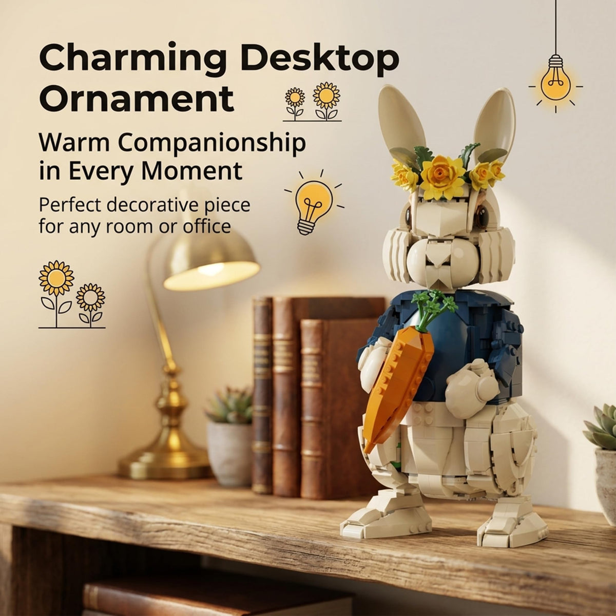 Loyratche Wonderland Bunny sunflower base for bright room decor