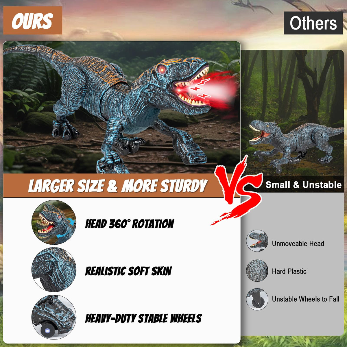 Lozadia dinosaur 360 head sway feature in use