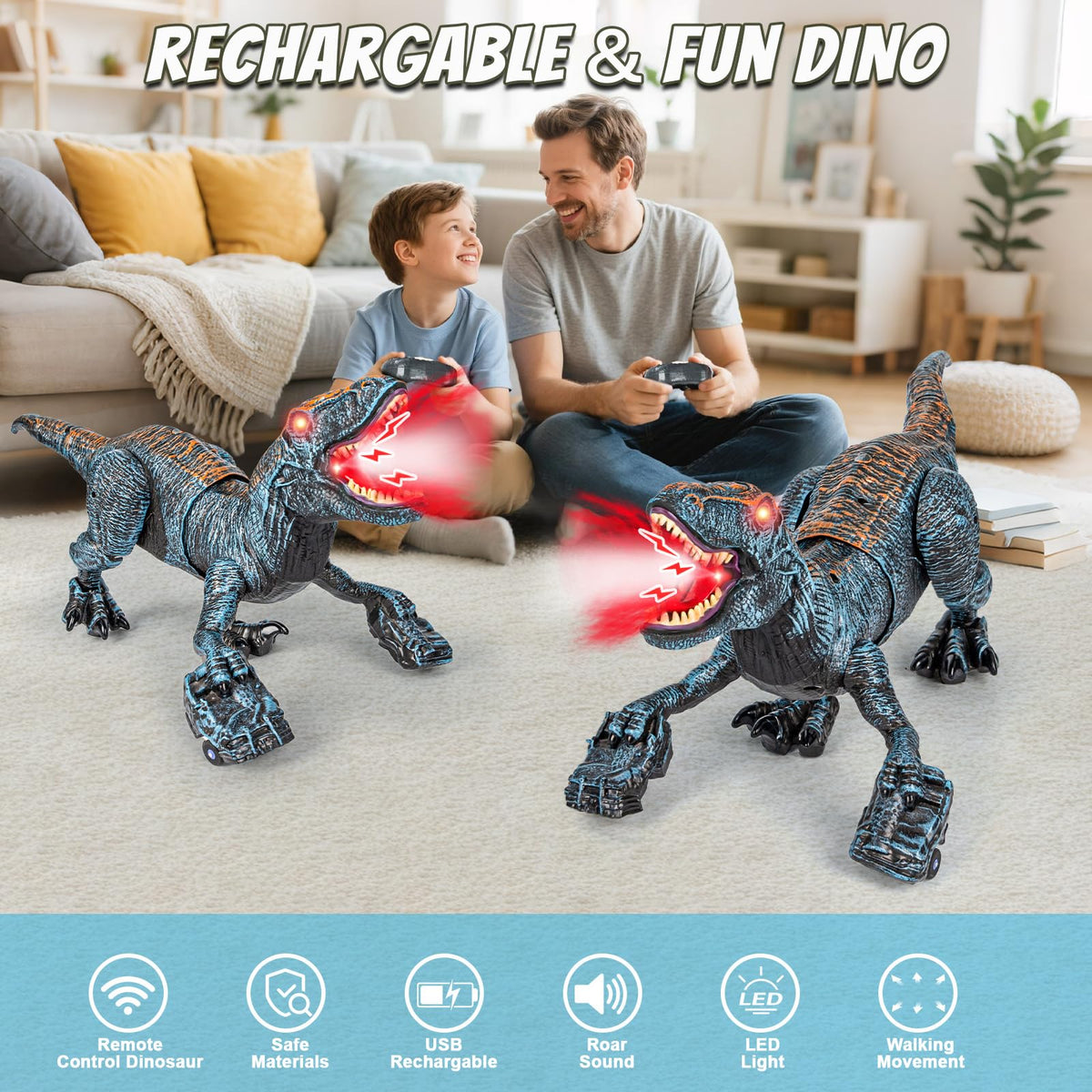 Lozadia dinosaur mist spray and LED eyes enhance drama