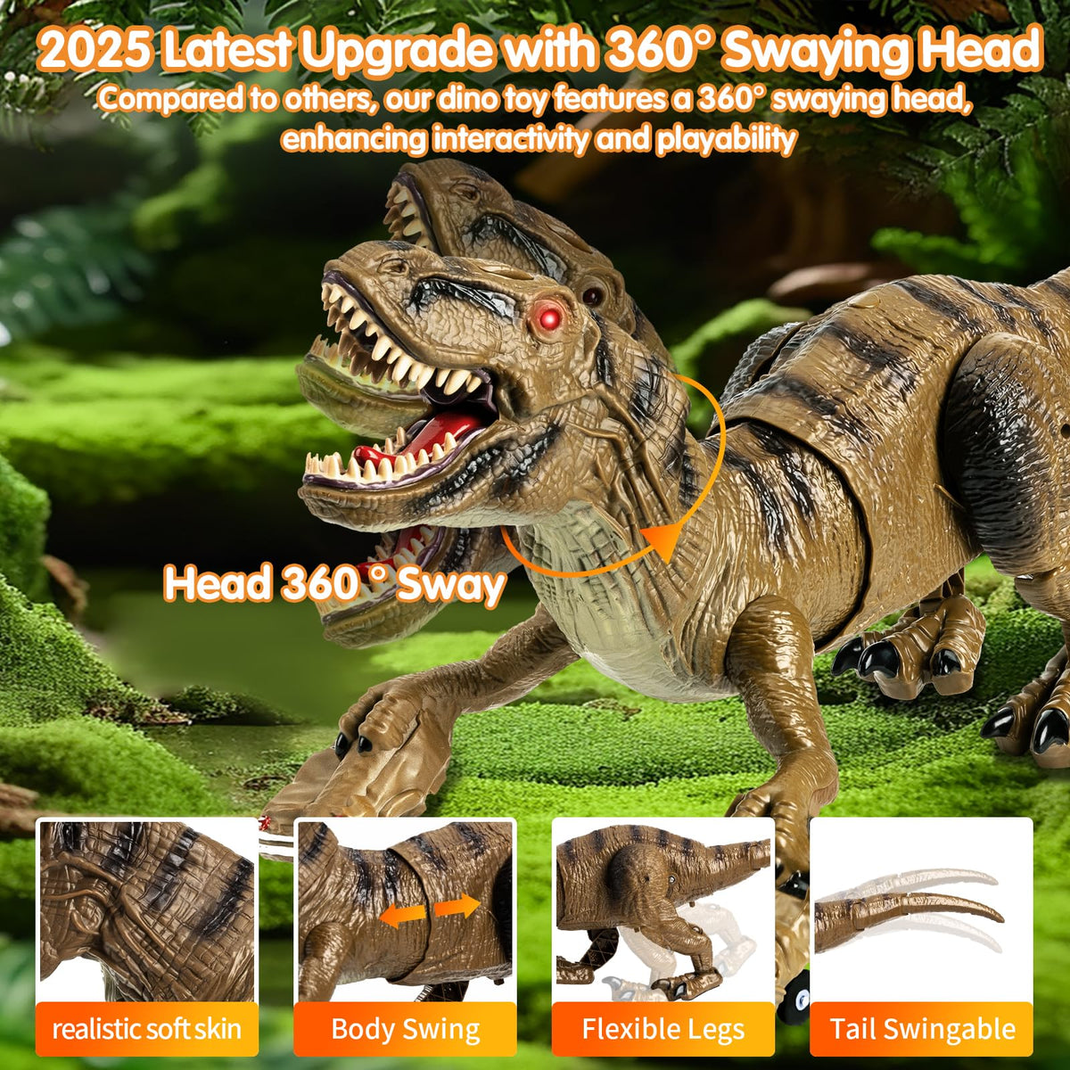 Lozadia dinosaur toy showing swayable body and tail for lifelike motion.