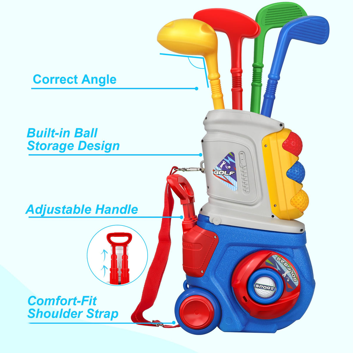 LPFG blue toddler golf set tees for bright practice