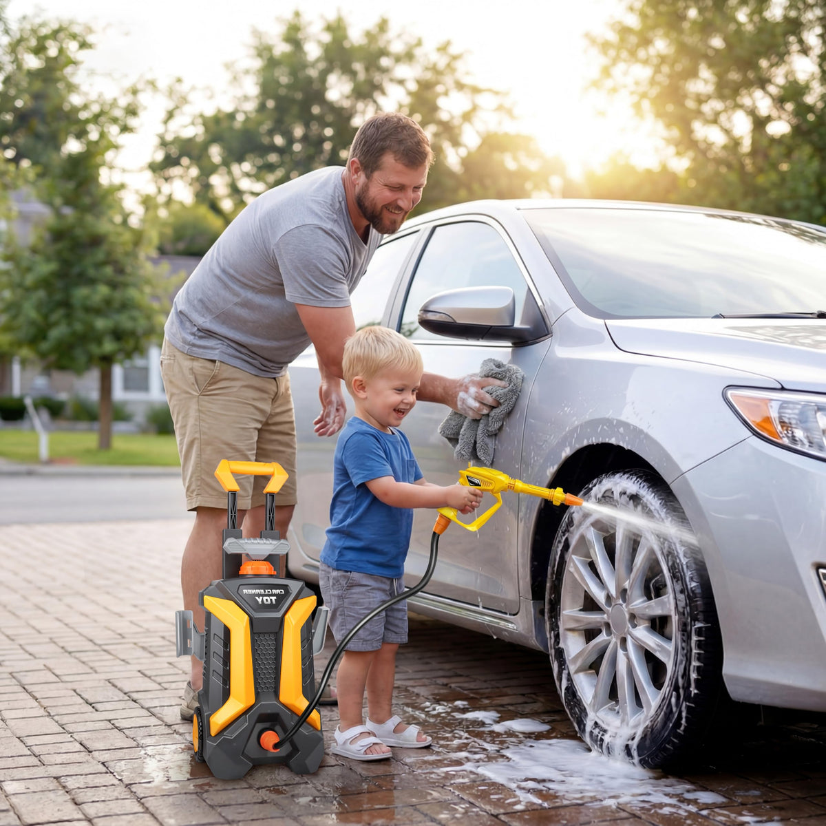 LPFG Outdoor car wash playset setup for easy patio or lawn use