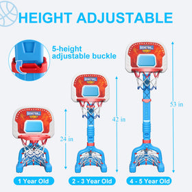 LPFG adjustable-height hoop grows with kids from 24 to 53 inches