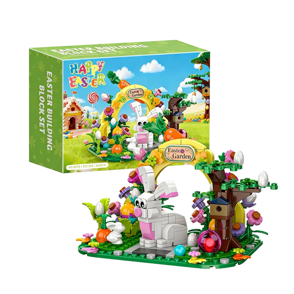 LPPROTECTOR Easter Bunny Garden Building Set with 294-piece kit for creative play and STEM learning