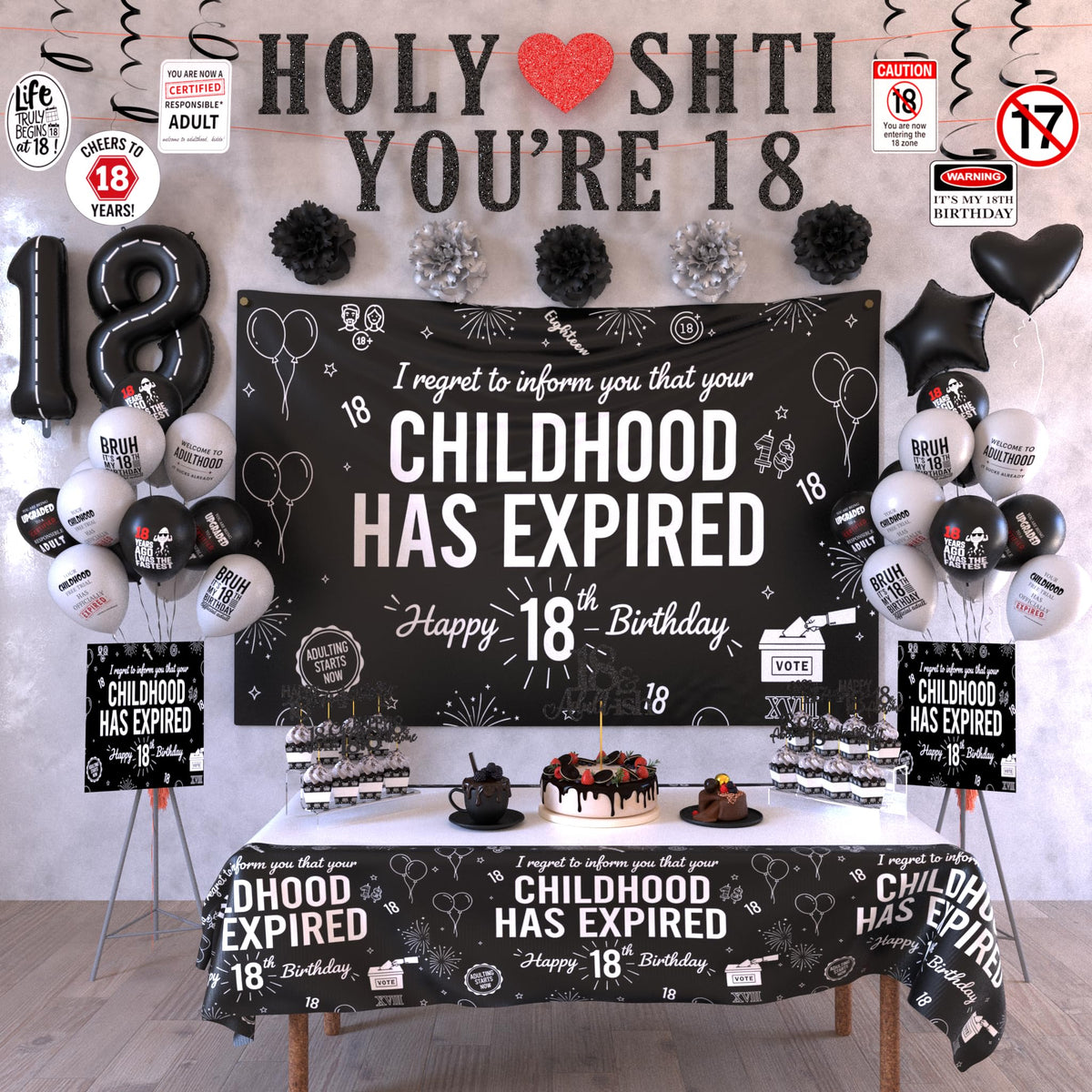 LQA Decor 18th birthday backdrop 5ft, ideal centerpiece for memorable party photos.