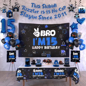 LQA Decor Black Blue 15th Birthday Backdrop for stunning photos