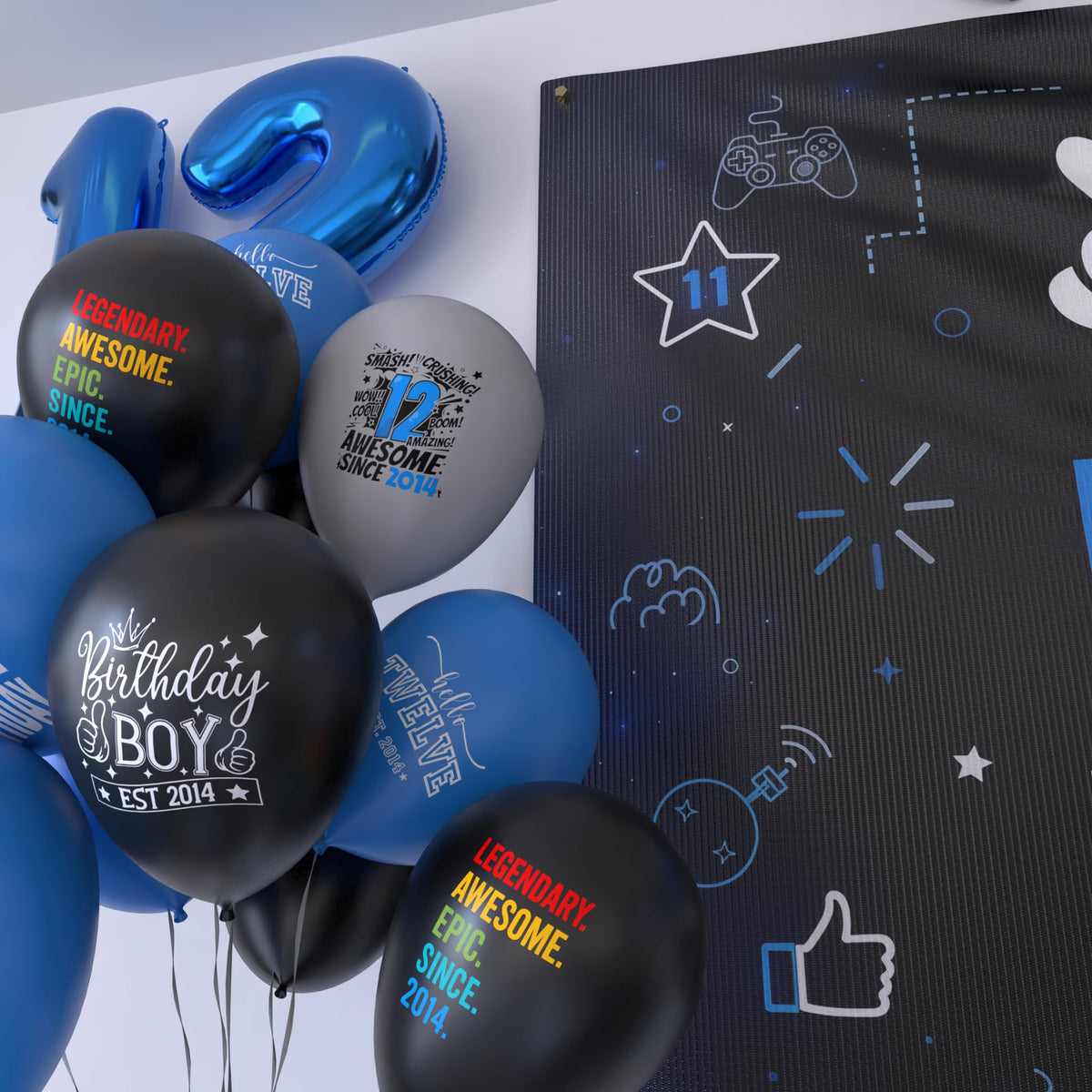 LQA Decor 12th Foil Balloons for a dimensional centerpiece