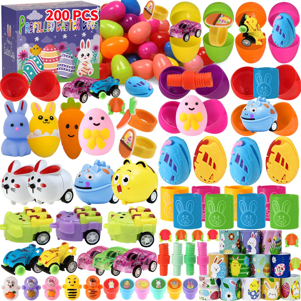 LQV 200 pc prefilled Easter eggs with toys for instant family fun