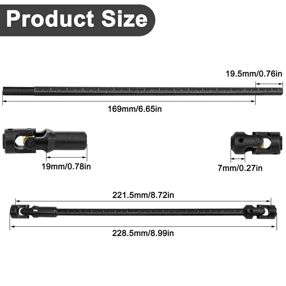 Cut-to-length feature shows adjustable 68–229mm fit.
