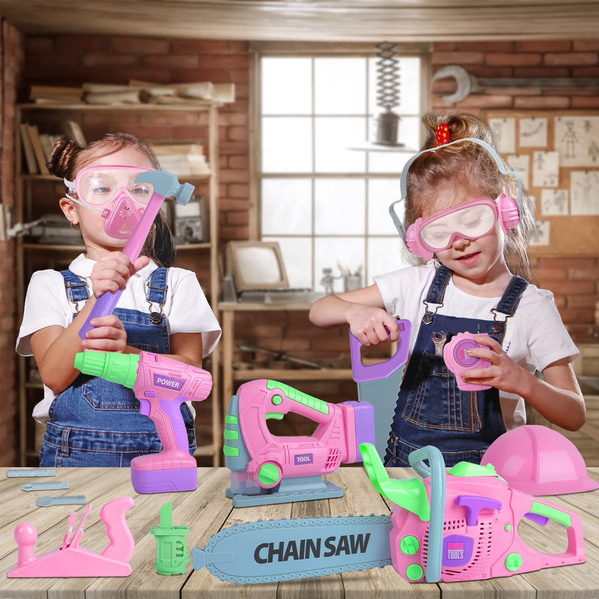 LSCLCIN kids tool set electric jigsaw enhances storytelling during playtime