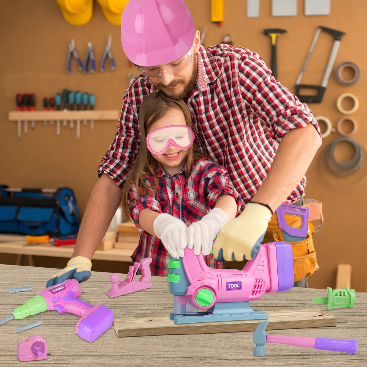 LSCLCIN kids tool set replaceable bits expand pretend toolkit options