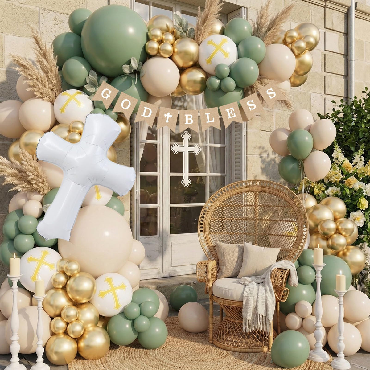LSYBBDECOO 5in green sand white balloons ideal for garland accents