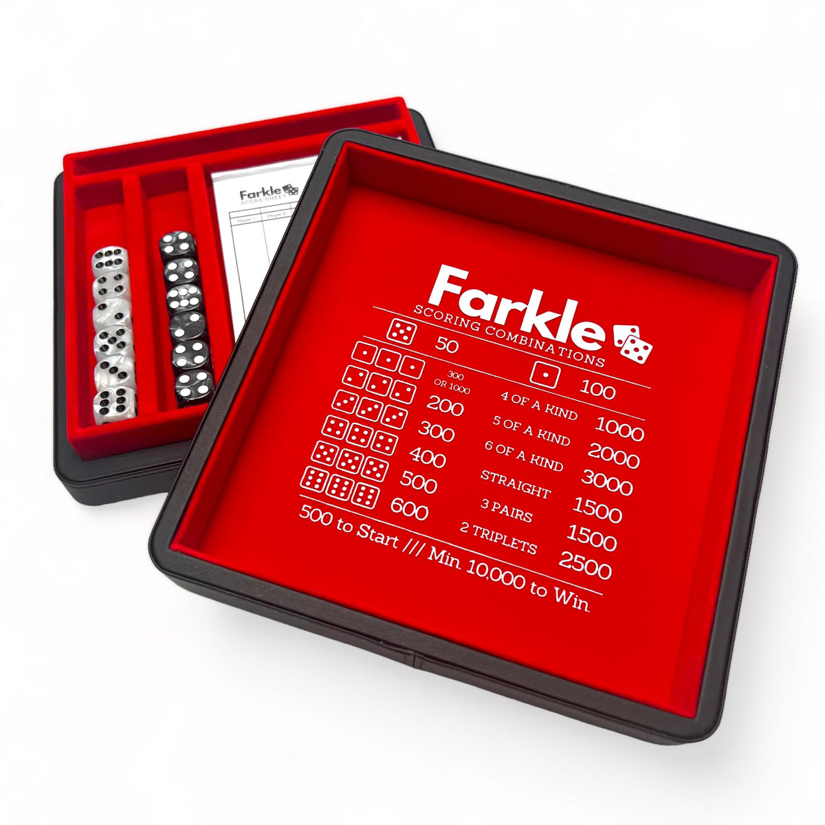 Luck Lab Farkle Dice Tray close-up with premium PU leather.