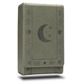 Luck Lab leather tarot case with magnetic closure and grey moon design for on-the-go protection