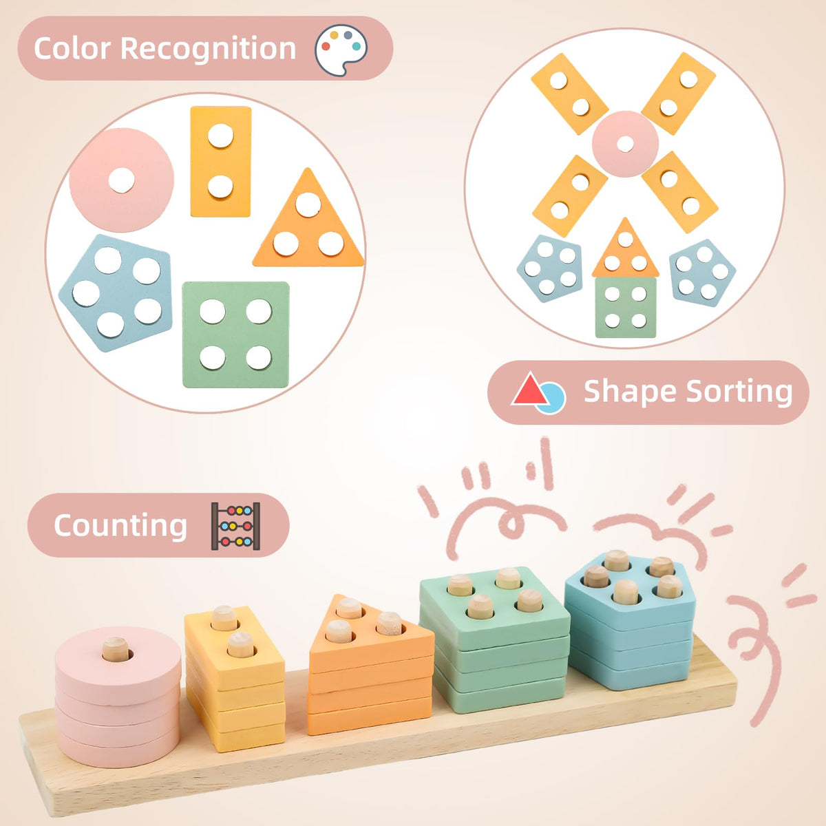 LUCKFUTURE sensory shape toys boosting texture awareness and play.
