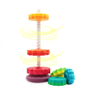 LUCKFUTURE child stacks disks to enhance problem-solving and coordination.