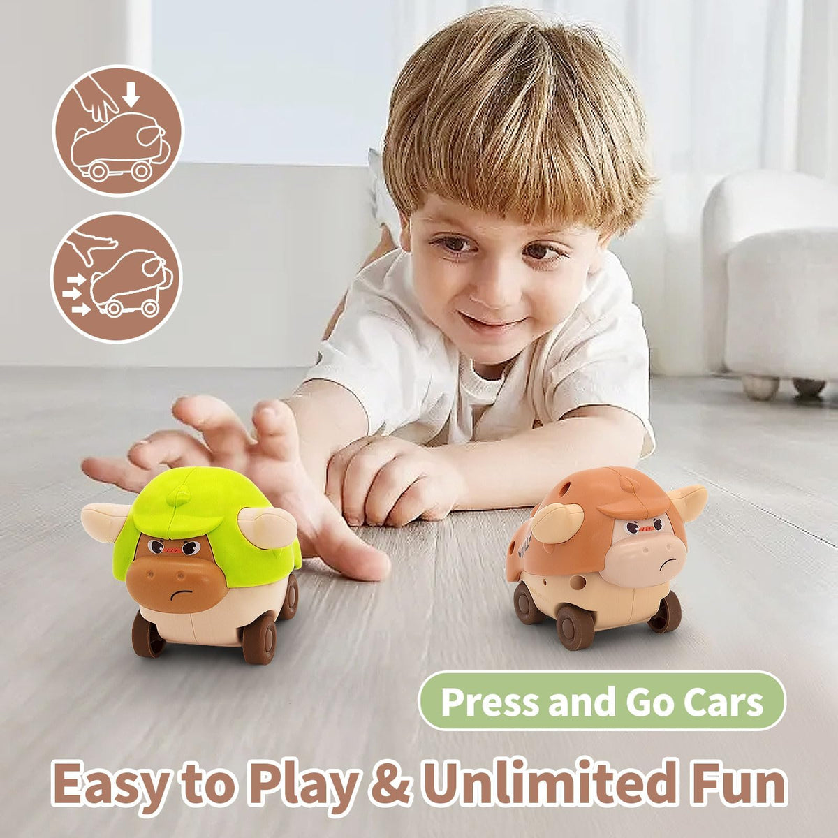 LUCKFUTURE pull car toy encourages pulling, pressing, and imaginative storytelling during independent play