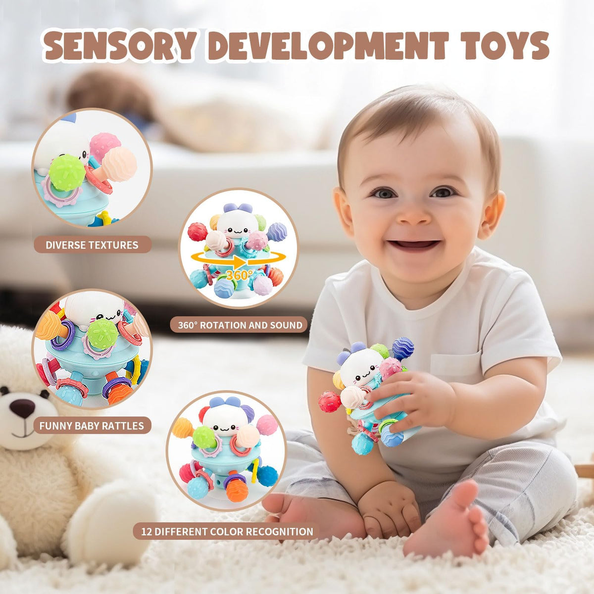 LUCKFUTURE stacking rings encourage hand-eye coordination and color sorting in toddlers
