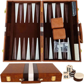 LuckyWish backgammon dice shaker in use for fair rolls.
