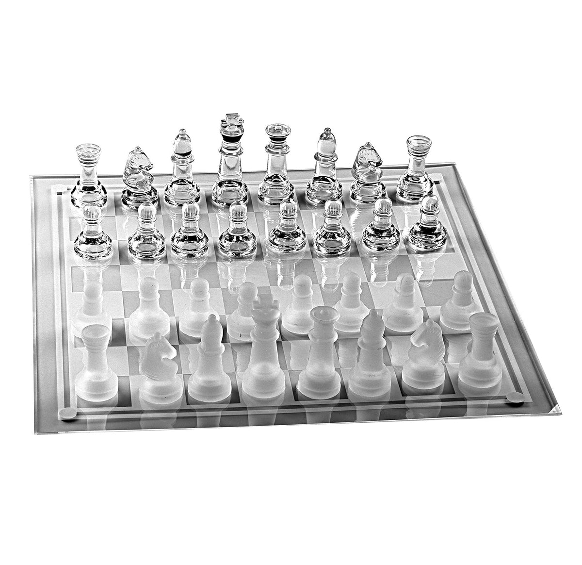 LuckyWish glass chess board on a stylish table