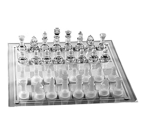 LuckyWish glass chess board on a stylish table