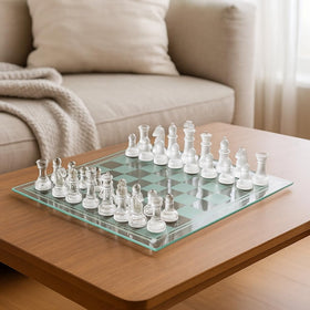 LuckyWish modern decor glass chess set adds style