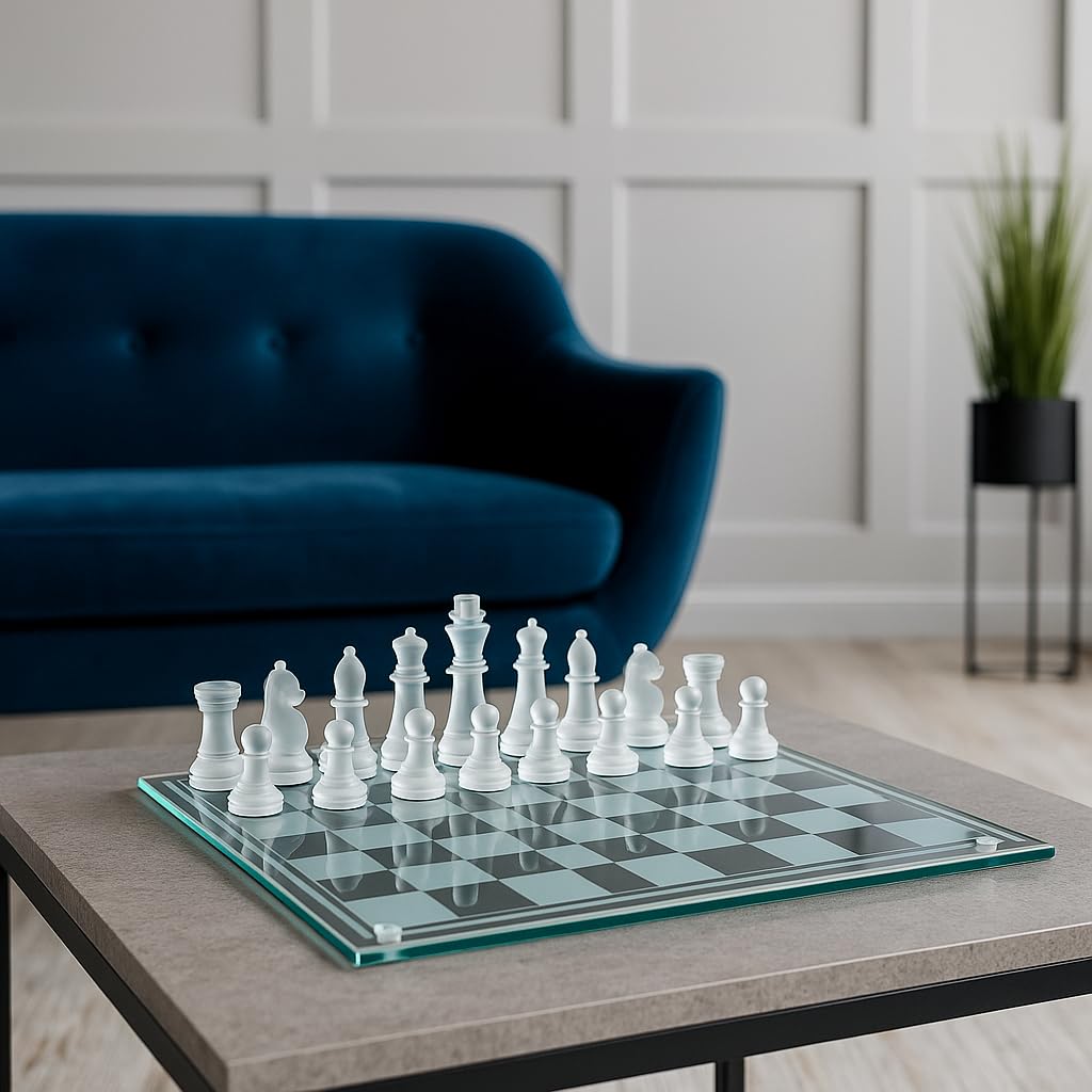 LuckyWish glass chess set showing smooth, quiet moves